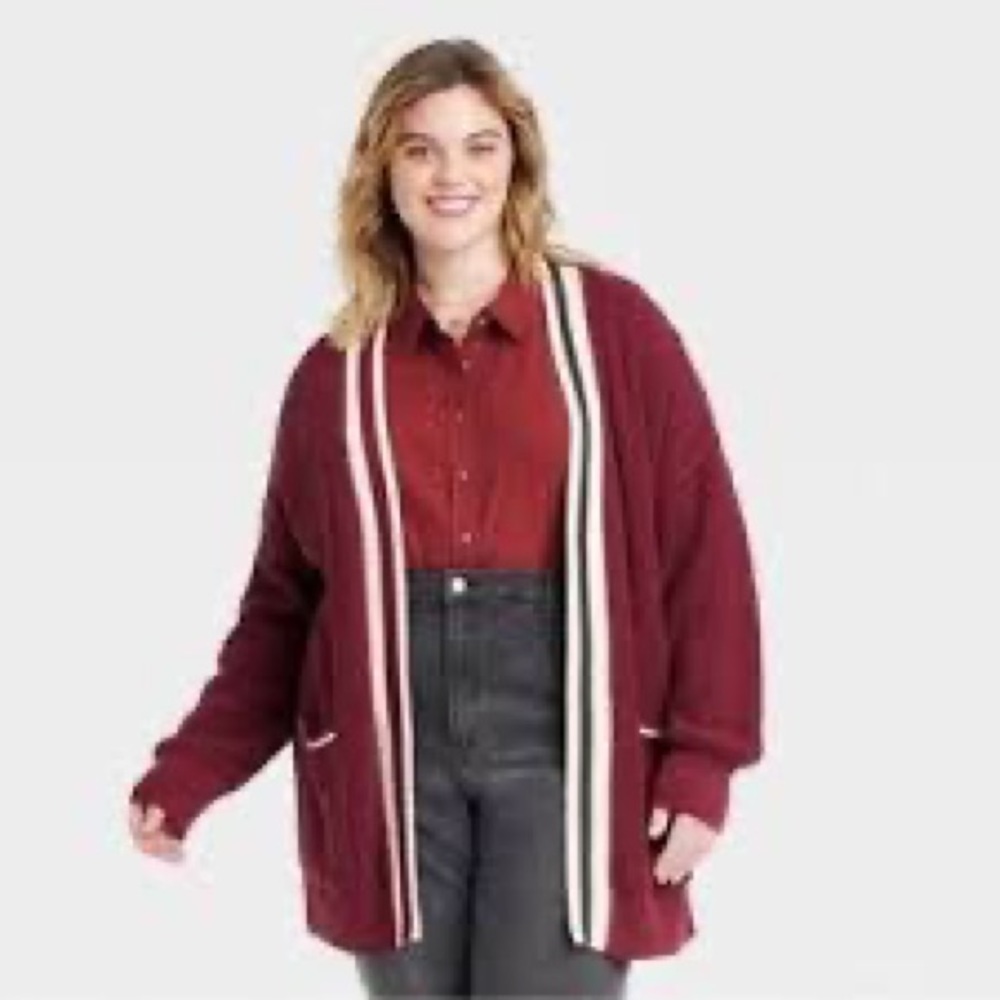 Universal Thread Burgundy Stripe Cardigan M